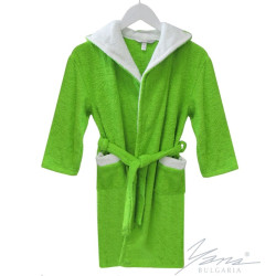 Юношески халат за баня с двойна качулка - Зелен